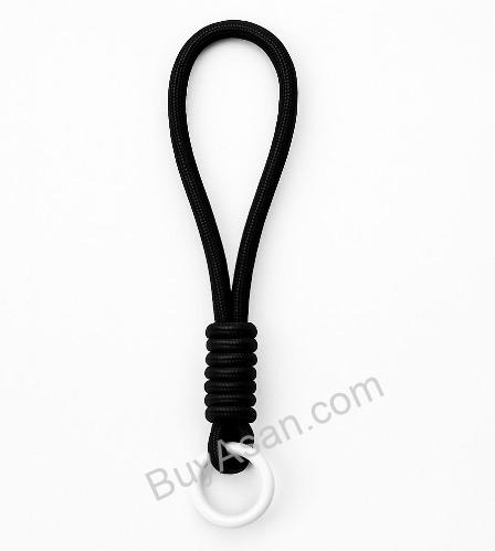 IMG_4607 بند دستی بافتنی ضخیم مشکی با حلقه سفید - Image 1