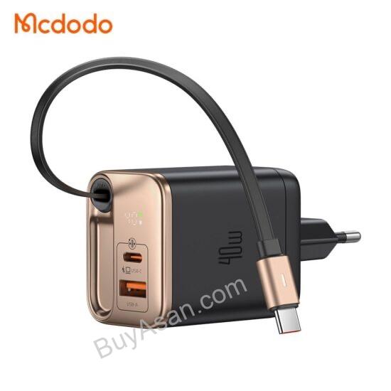 Image 19 آداپتور شارژ دوخروجی 40 وات مکدودو مدل CH-428 با کابل جمعشونده Type-C - Image 1
